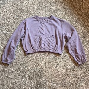 Purple Cropped Sweatshirt with Quilted Pocket